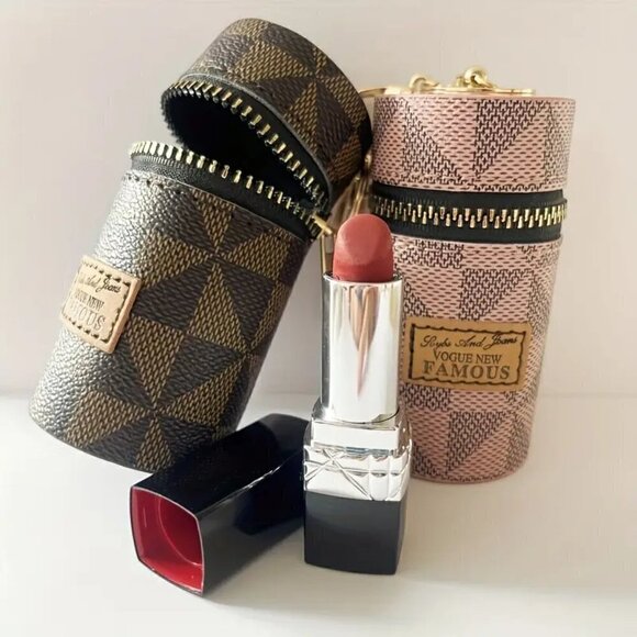 Luxury Brown Mini Keychain Bucket Cosmetic Bag Handbag Pendant - Picture 4 of 9